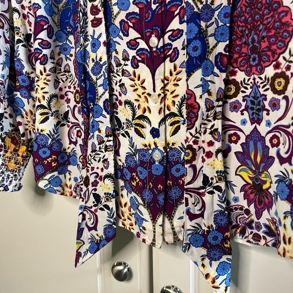 Talbots Tie Neck Top in Floral Medallion - Picture 6 of 11